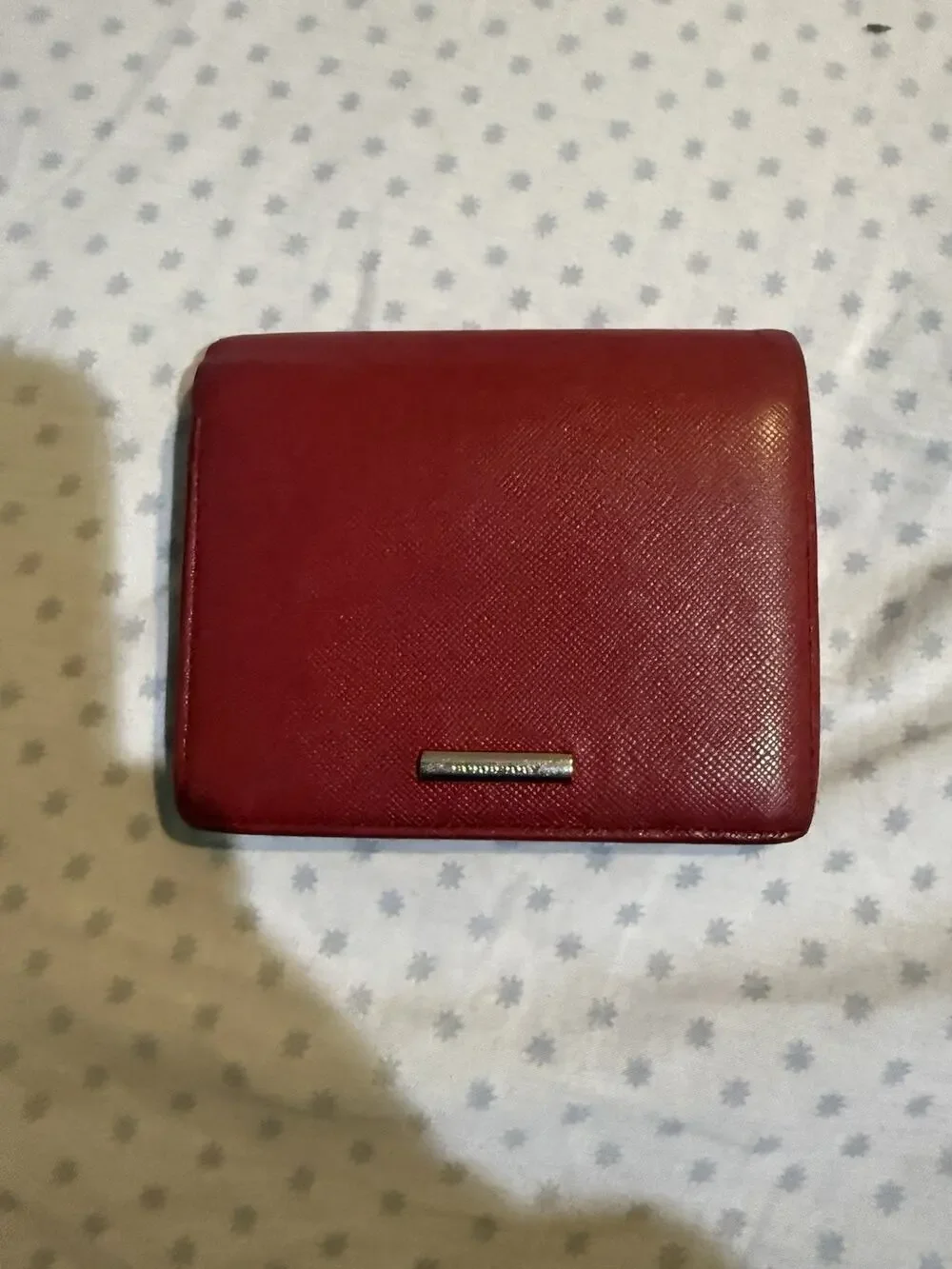 Red Burberry Saffiano leather bifold wallet